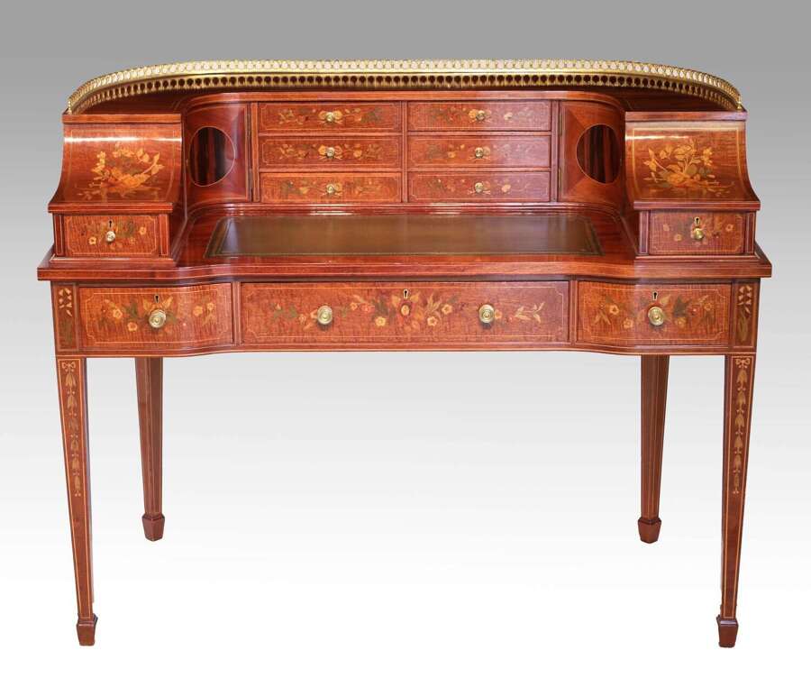 An Fine Late Victorian Mahogany Inlaid Carleton House Style Desk