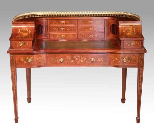 An Fine Late Victorian Mahogany Inlaid Carleton House Style Desk