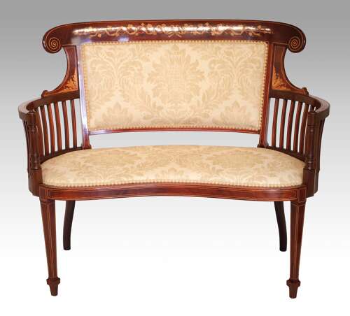 A Fine Quality Late Victorian Mahogany Inlaid Settee