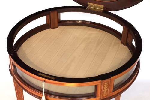 A Fine Victorian Mahogany Inlaid Circular Bijouterie Table