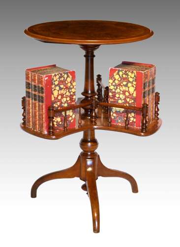 A Fine Late Victorian Inlaid Walnut Revolving Library Table