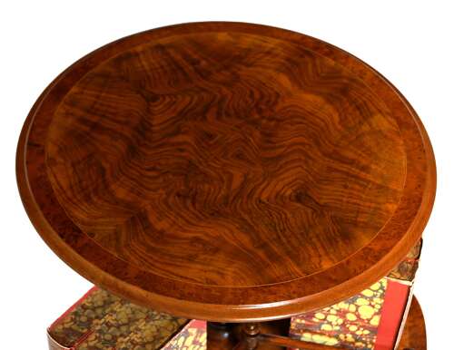 A Fine Late Victorian Inlaid Walnut Revolving Library Table