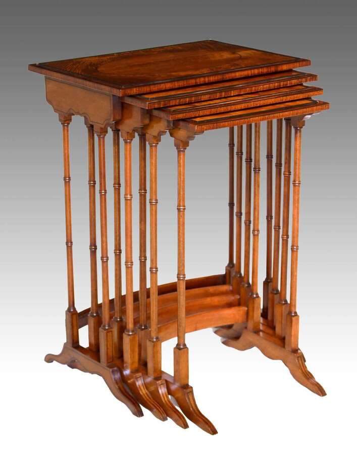 A Quality Late Victorian Satinwood Inlaid Quartetto Nest of Tables