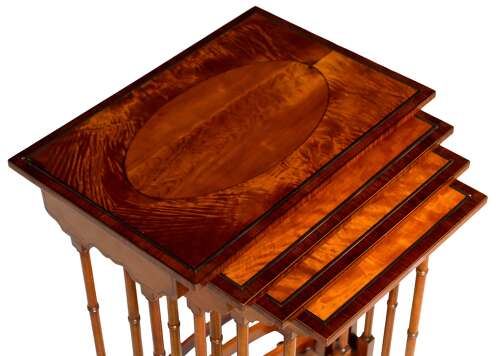 A Quality Late Victorian Satinwood Inlaid Quartetto Nest of Tables