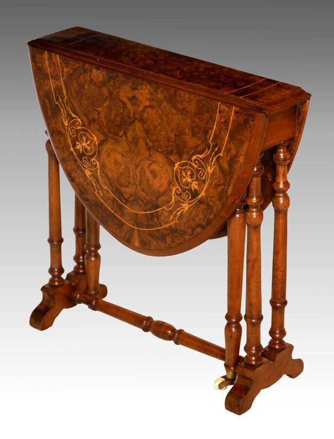 A Fine Quality Victorian Burr Walnut Inlaid Baby Sutherland Table