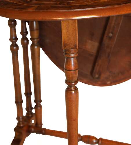 A Fine Quality Victorian Burr Walnut Inlaid Baby Sutherland Table