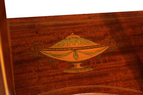 A Quality Late Victorian Mahogany Inlaid Demi Lune Table