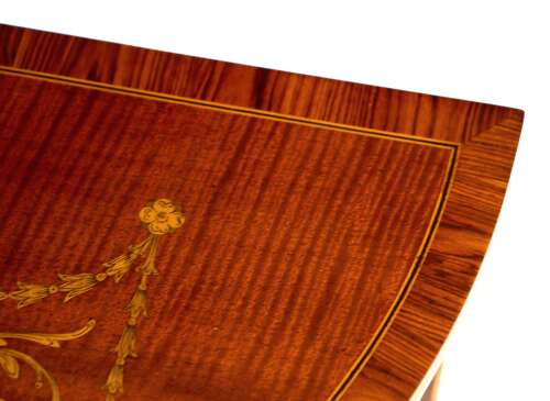 A Quality Late Victorian Mahogany Inlaid Demi Lune Table