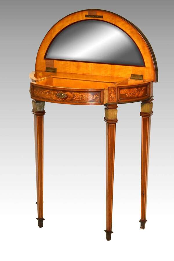 A Fine Victorian Mahogany Demi Lune Dressing Table