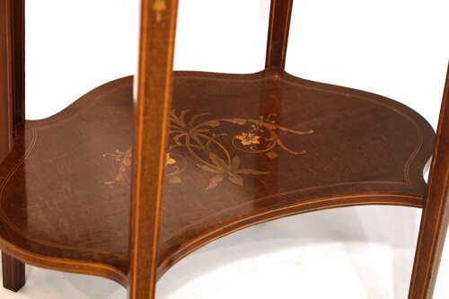 A Victorian Mahogany Inlaid Kidney-Shaped Table