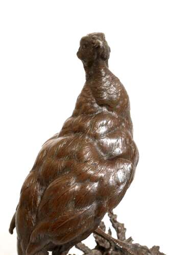Ferdinand Pautrot, French, (1832 - 1874) A Pair Of French Bronze Game Bird Sculptures