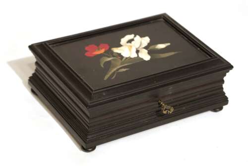 A 19th Century Italian Pietra Dura Mounted Ebonised Wood Box